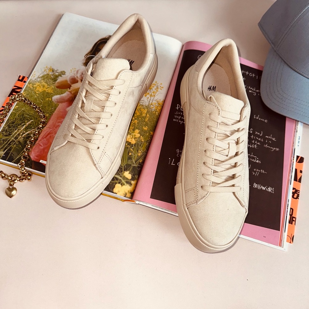 SNEAKERS Beige Vegan Suede Shoes